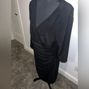 Lauren Ralph Lauren Elegant Black Midi faux wrap Dress